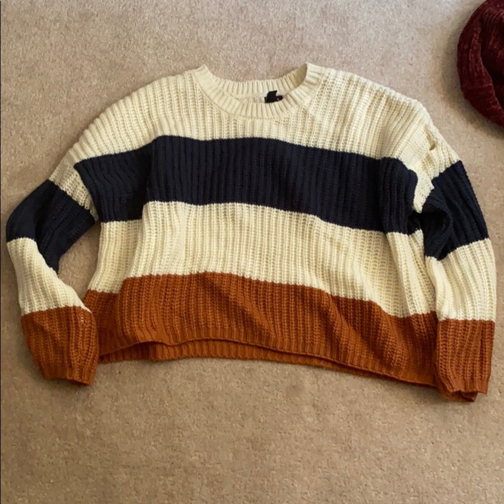 striped navy/burnt orange sweater